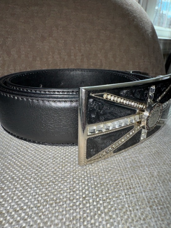 Gianni Versace Black Marble, Rhinestone, Silver, Crystal-spinning Medusa Belt main image 4